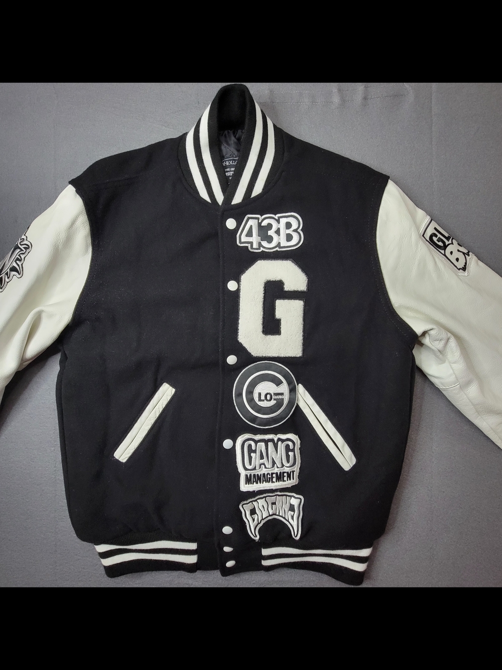 Holloway Black & White Varsity Letterman Jacket with G Patch - Picture 2 of 13